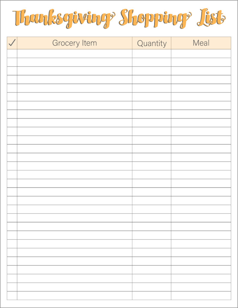 thanksgiving meal planners & shopping list printables - free